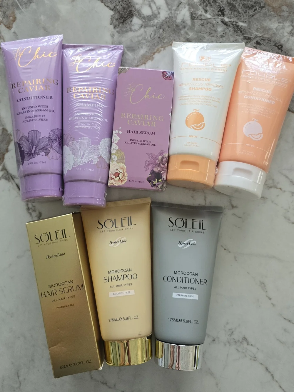 8pc Hair Care Bundle Shampoo Conditioner Serum Keratin Moroccan Soliel